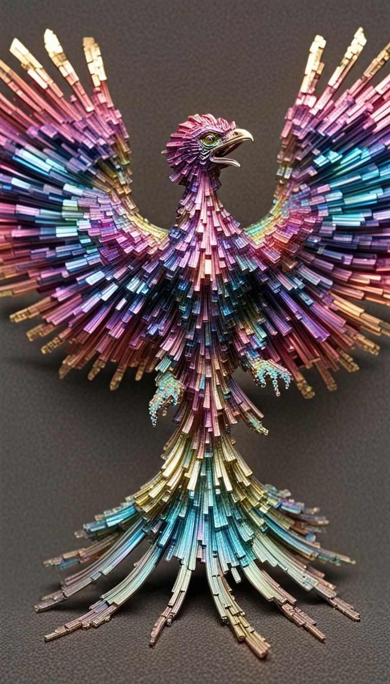 Iridescent Bismuth Phoenix Crystal Formation