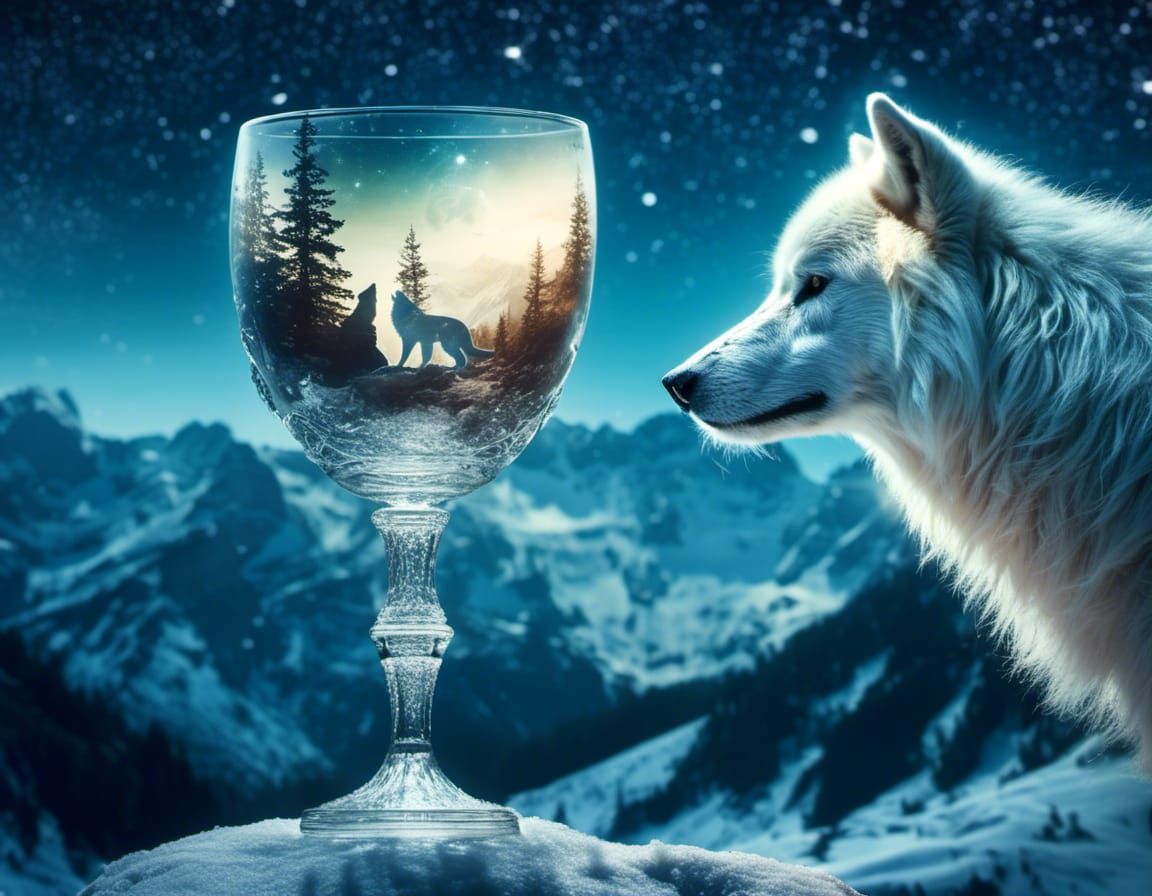 Crystal Goblet and Dire Wolf Double Exposure