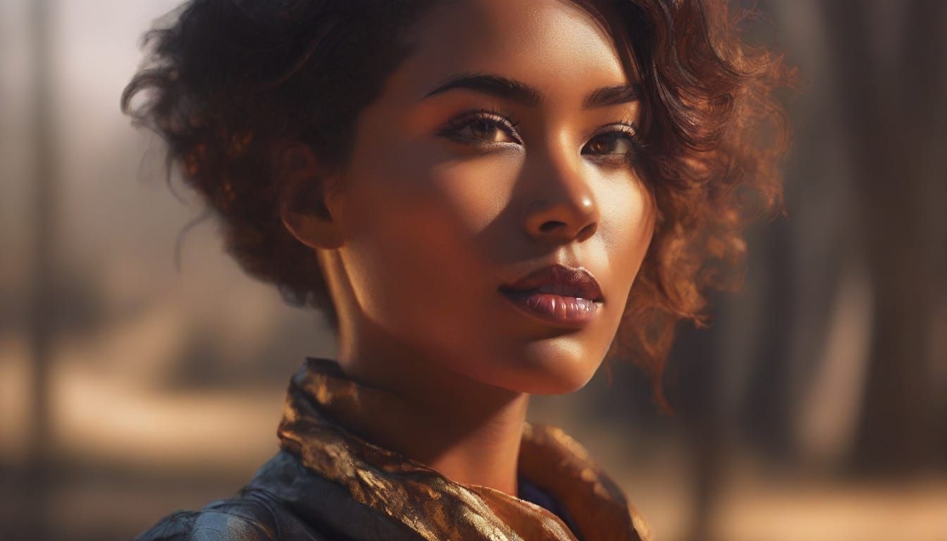 Woman in Dramatic Lighting, Vivid Digital Art