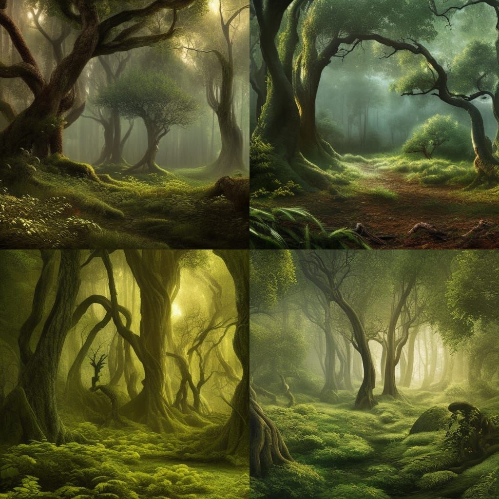 Epic Woodland Scene: Detailed Digital Matte Painting