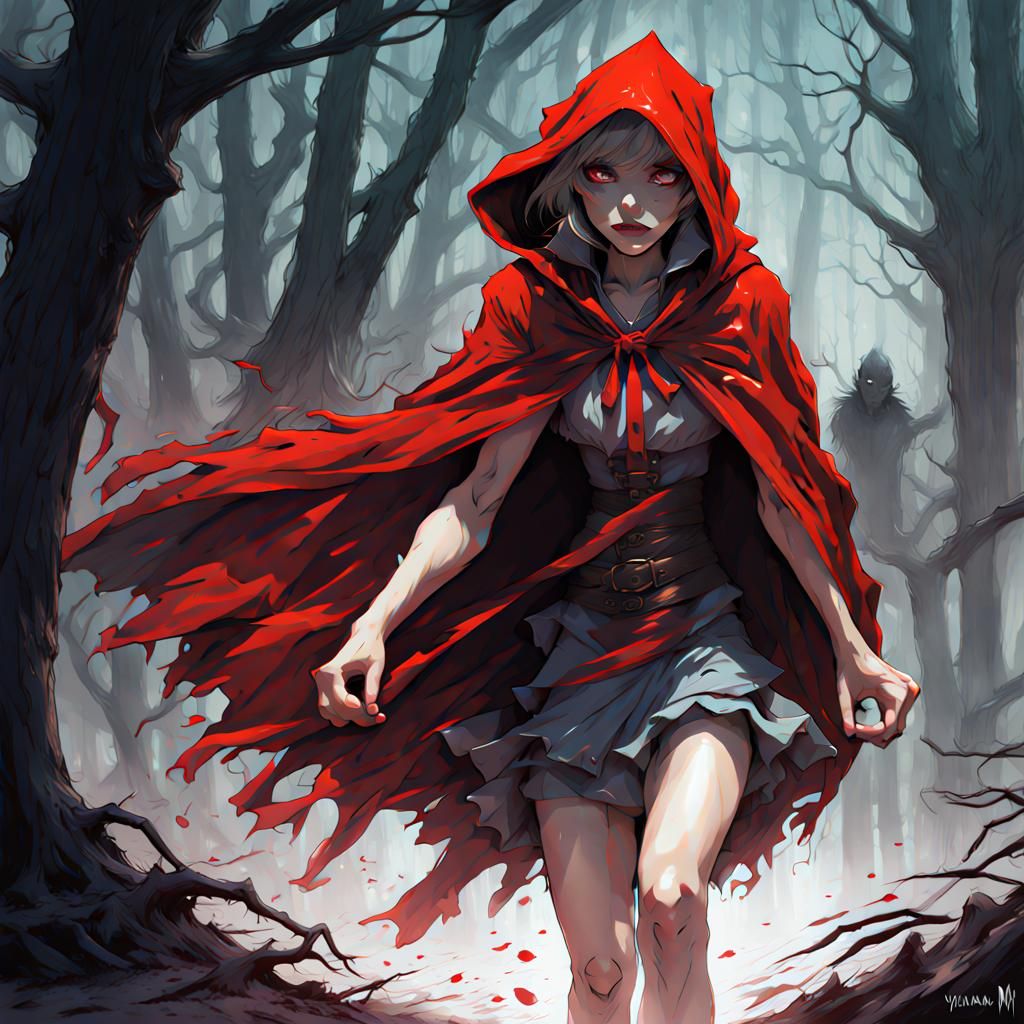 Red Riding Hood Vampire in Dark Fantasy Style