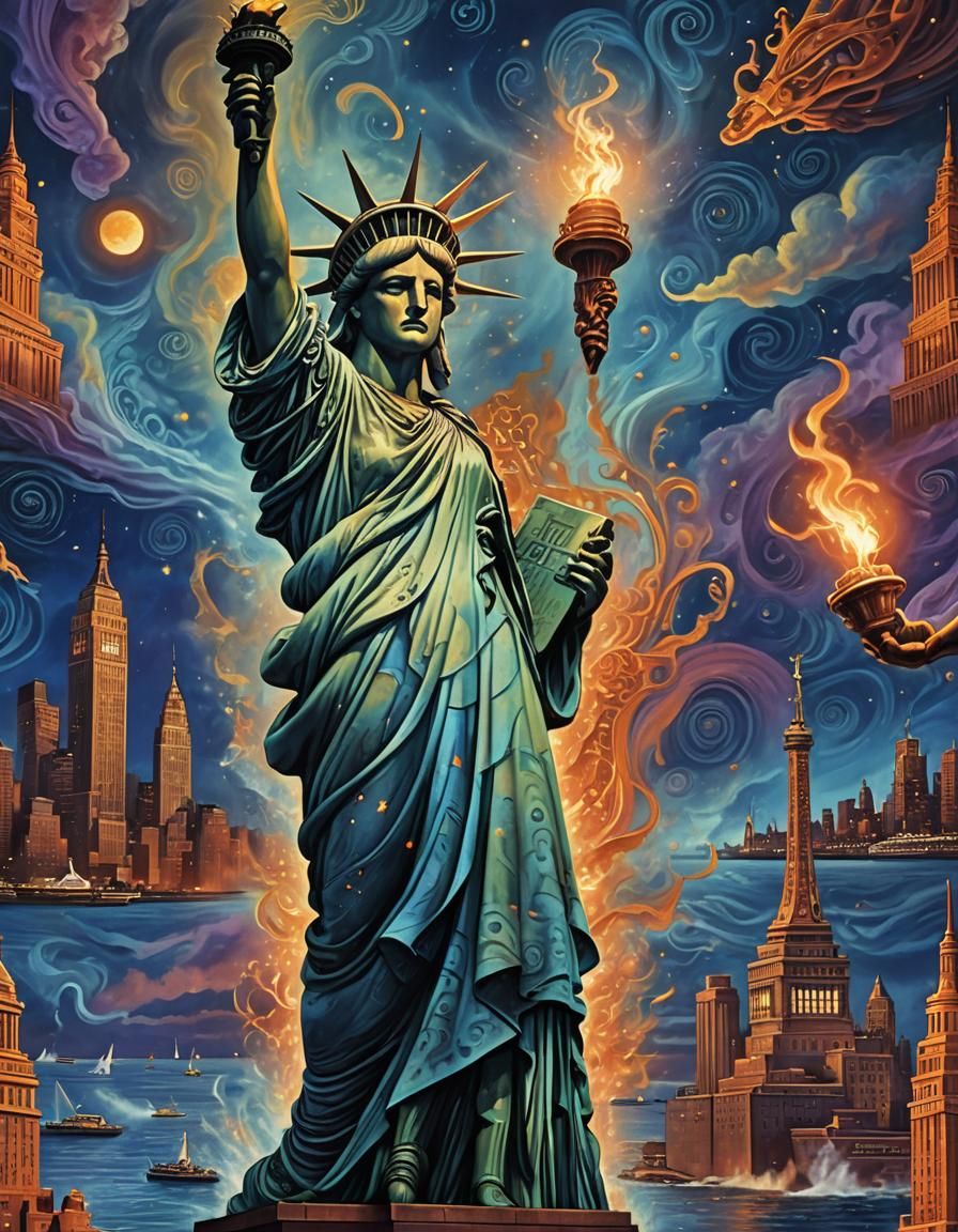 Statue of Liberty Dances Fandango in Surreal Dream