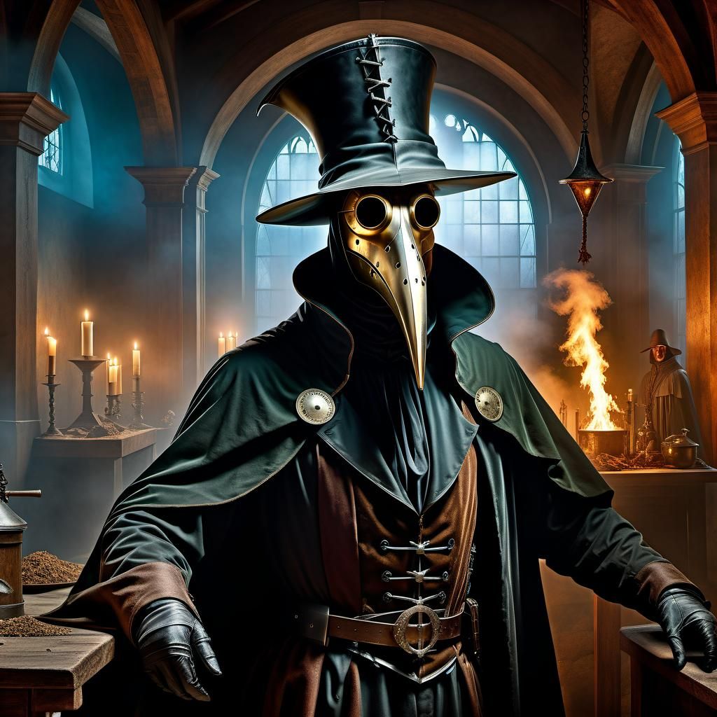 Plague doctor : tending to
Sick People: medieval : mask with...