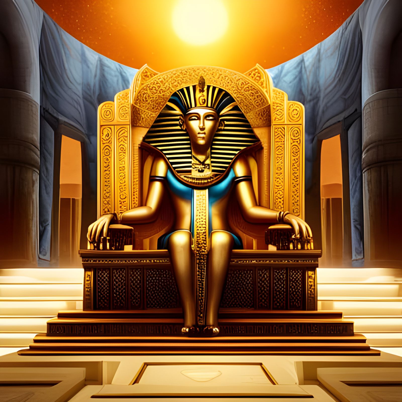 Egyptian Pharaoh on Throne: Dark Fantasy Art