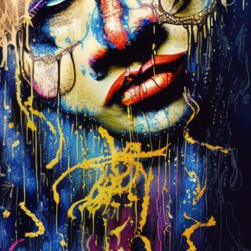 Ink Art: Sad Clown Dissolving into Smoke