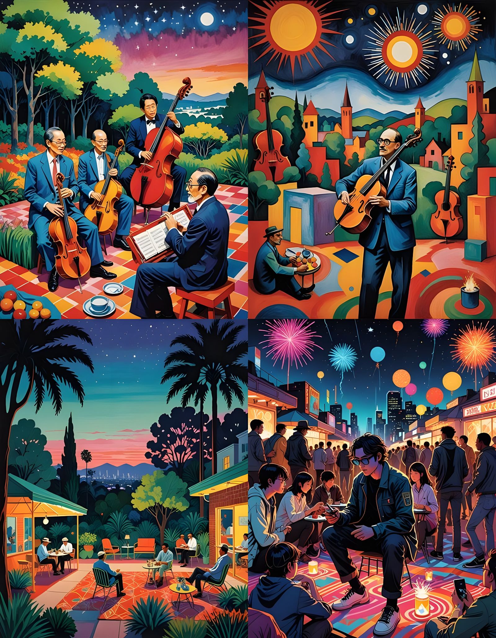 Vibrant Jazz Concert Under Neon Lights