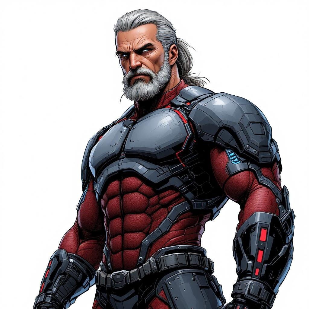 Cybernetic Superhero in Segmented Body Armor