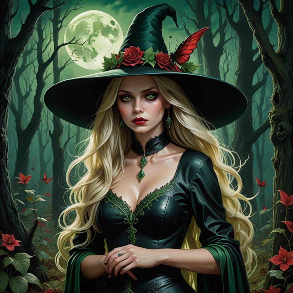 Fierce Fairy with Gun in Dark Forest