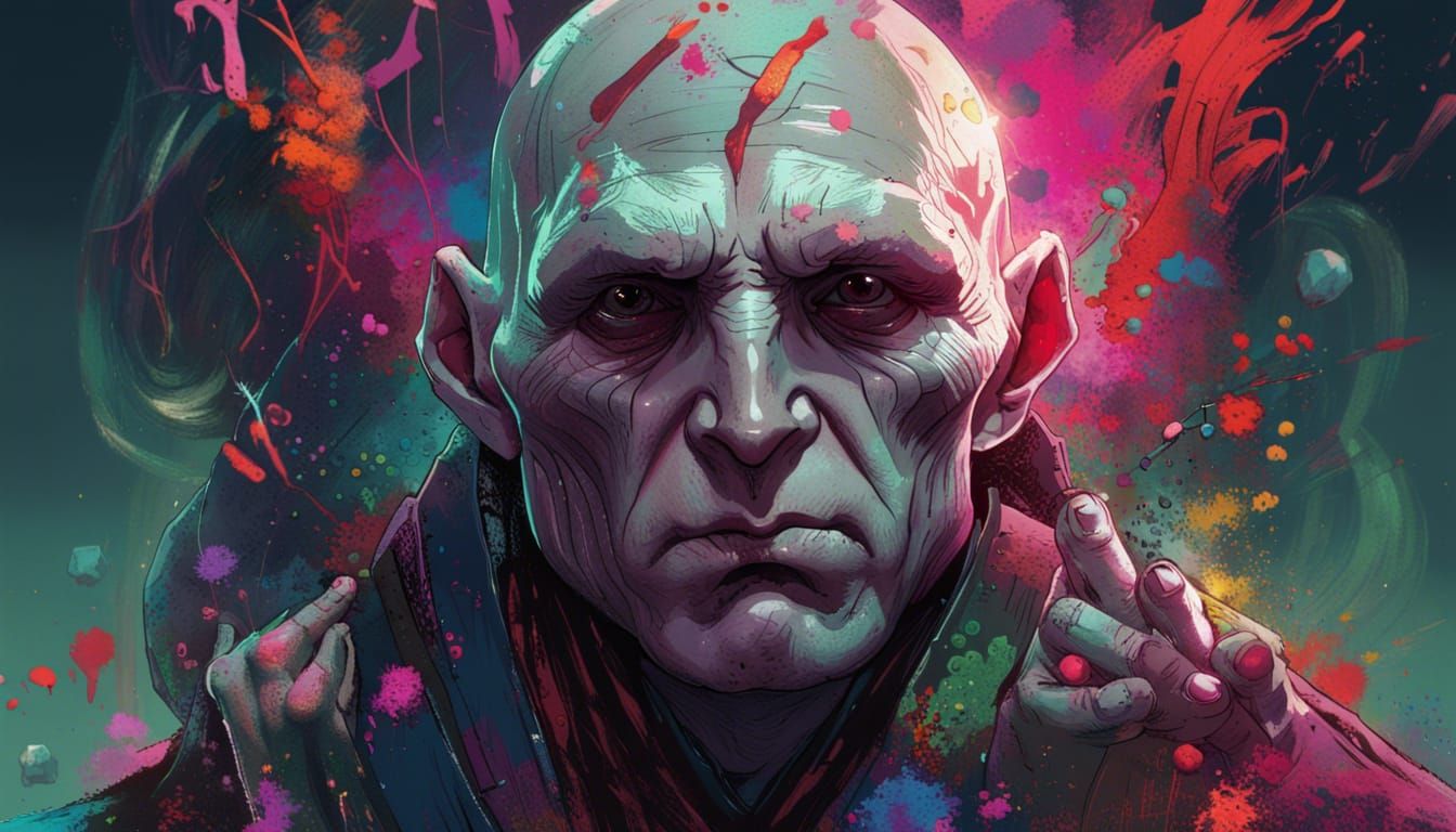 Detailed Voldemort Portrait in Vibrant Colors