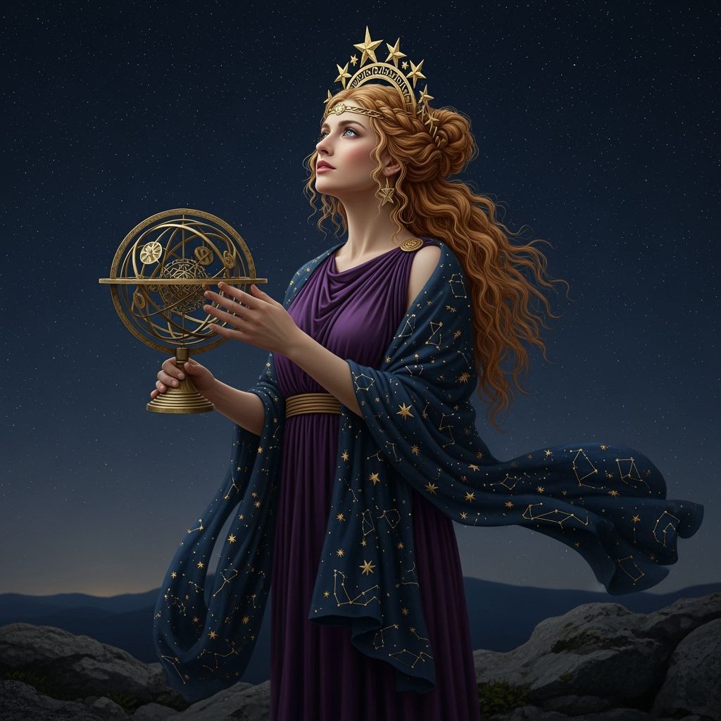 Urania, Muse of Astronomy, Gazes at Starry Sky