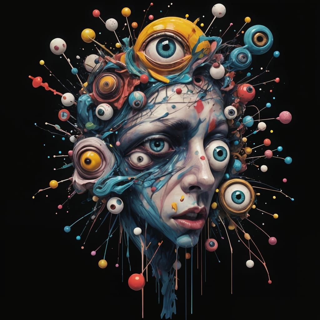 Surreal Anime Artwork: Chaotic Colors and Abstract Forms