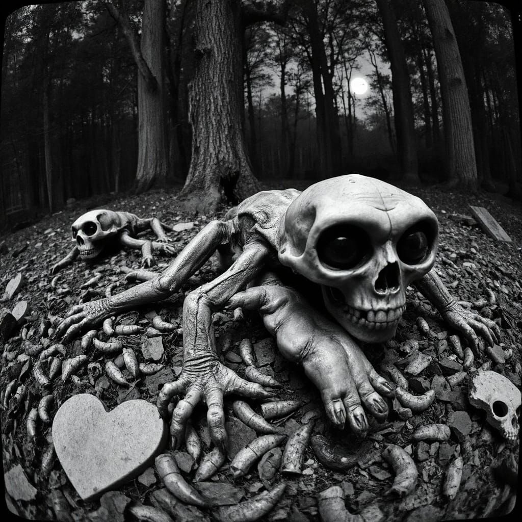 Eerie Rotting Corpses in Grotesque Monochrome