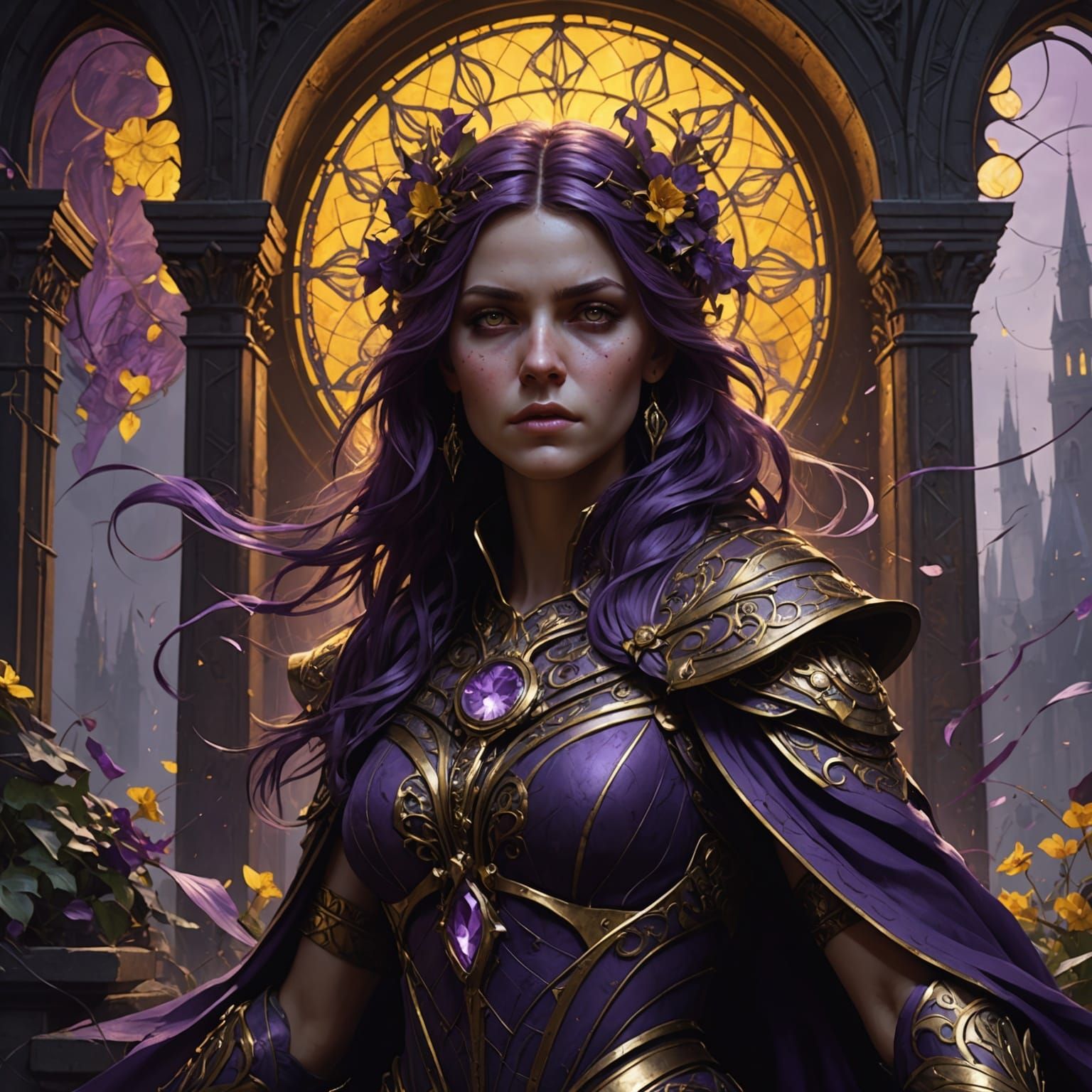 Dark Fantasy Despair in Purple and Yellow