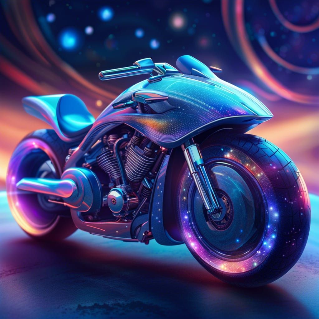 Futuristic Motorbike on a Ringed Planet