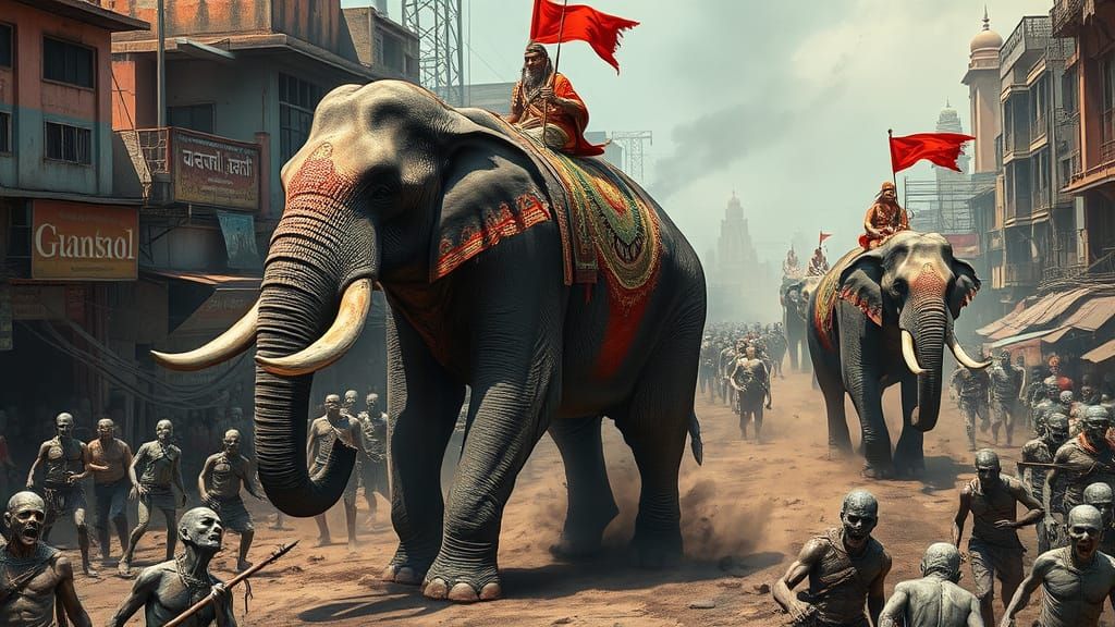 Zombie Horror in India: Elephants vs Undead