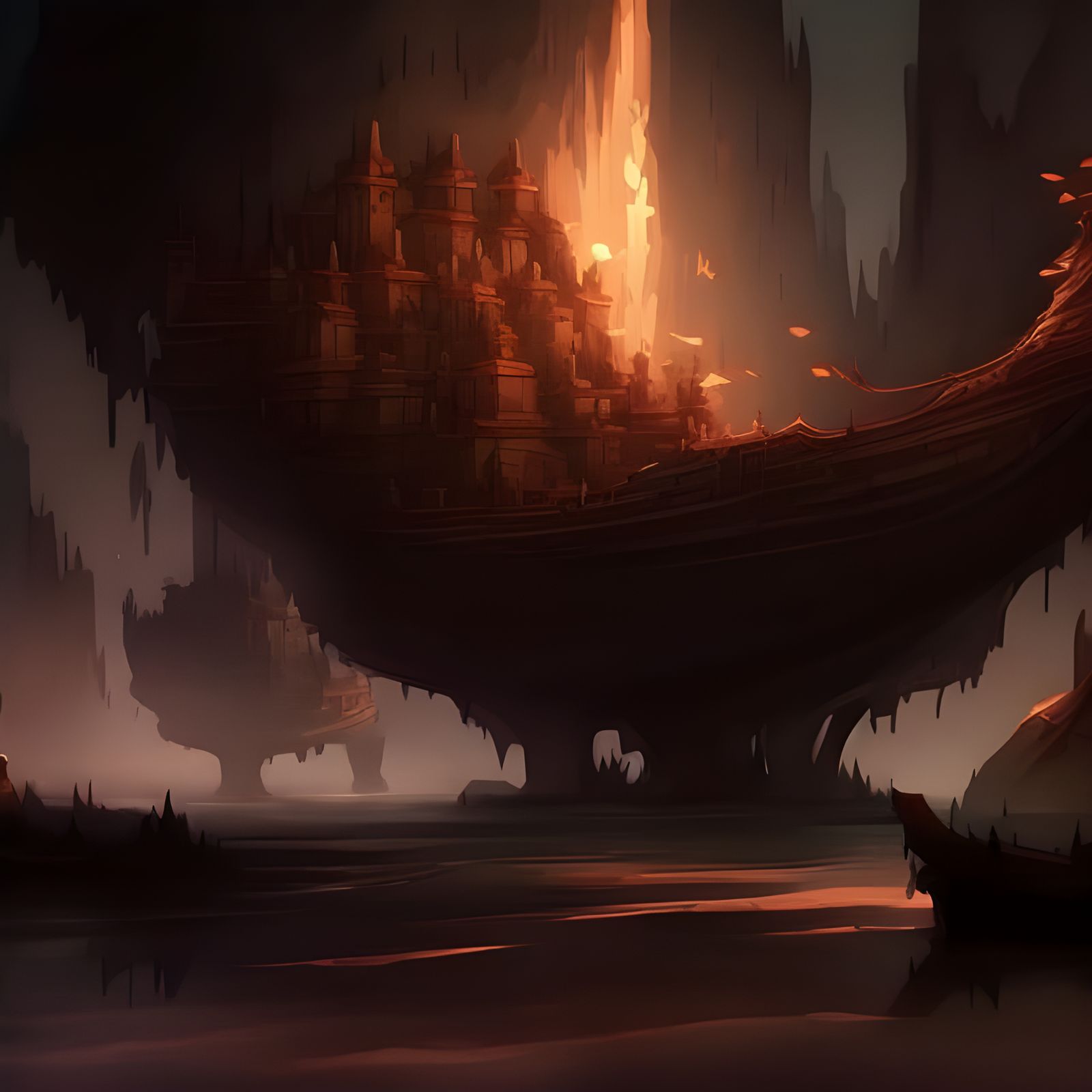 Epic Floating City Boat: Fantasy Art