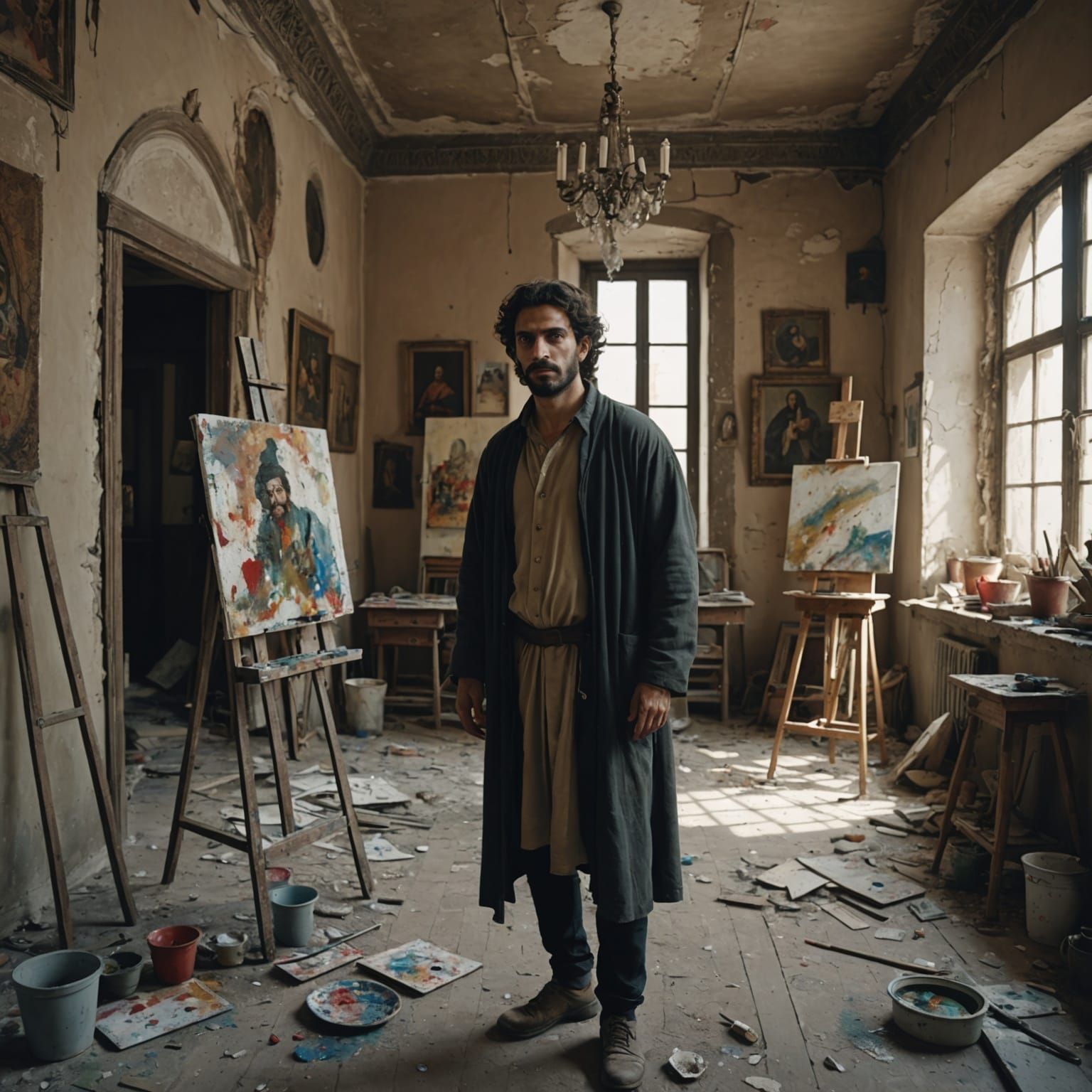 Hyperreal Medieval Artist in Apartment in 4K