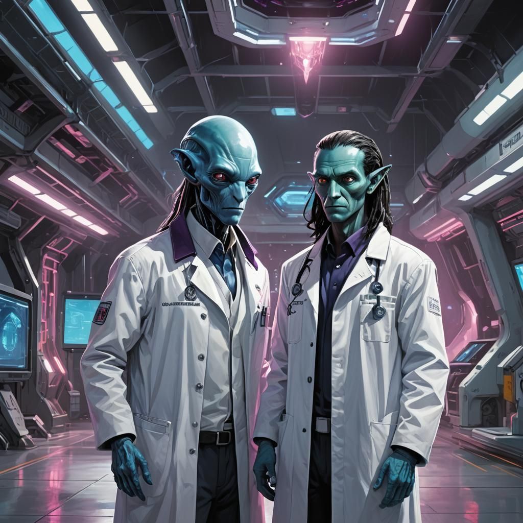 Hyper-Realistic Alien Concept Art in Hangar, 8K