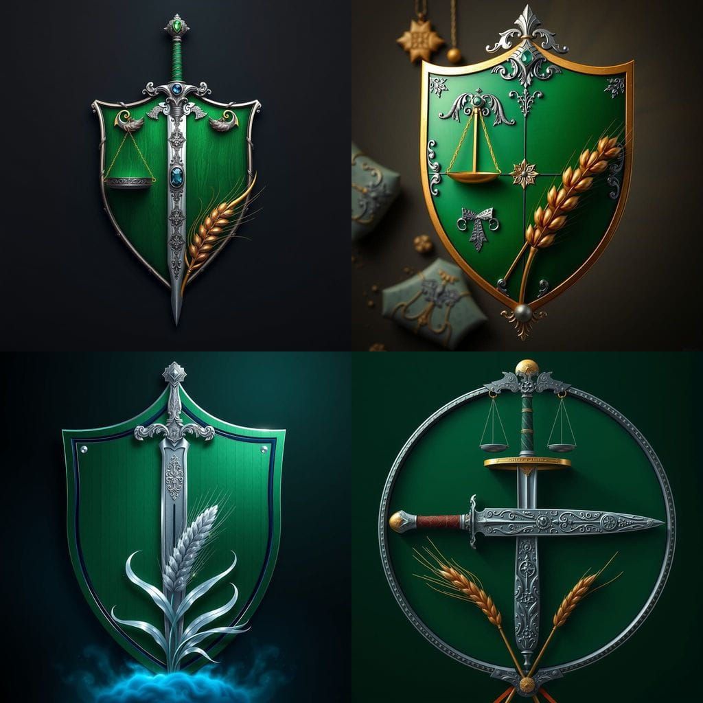 Elegant Code of Arms in Fantastical Silver and Green