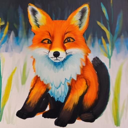 <lora:Jacaranda 2:1.0> cute fox in field