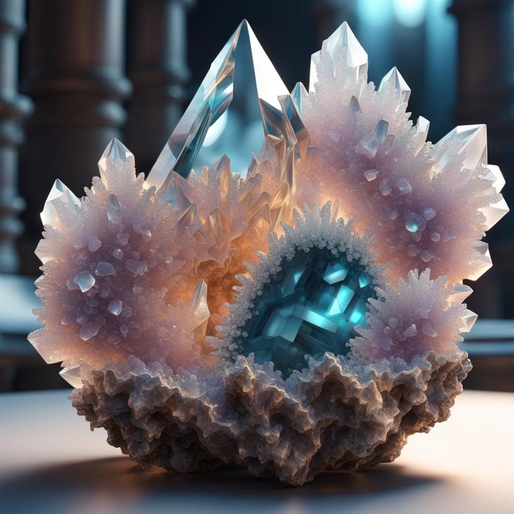 Crystalline Hands Carved from Crystals: Hyperrealistic Rende...
