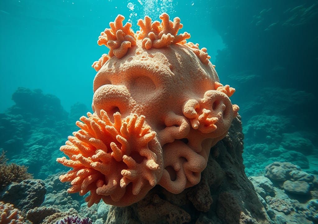 Underwater Coral Muppet Head Sculpture
