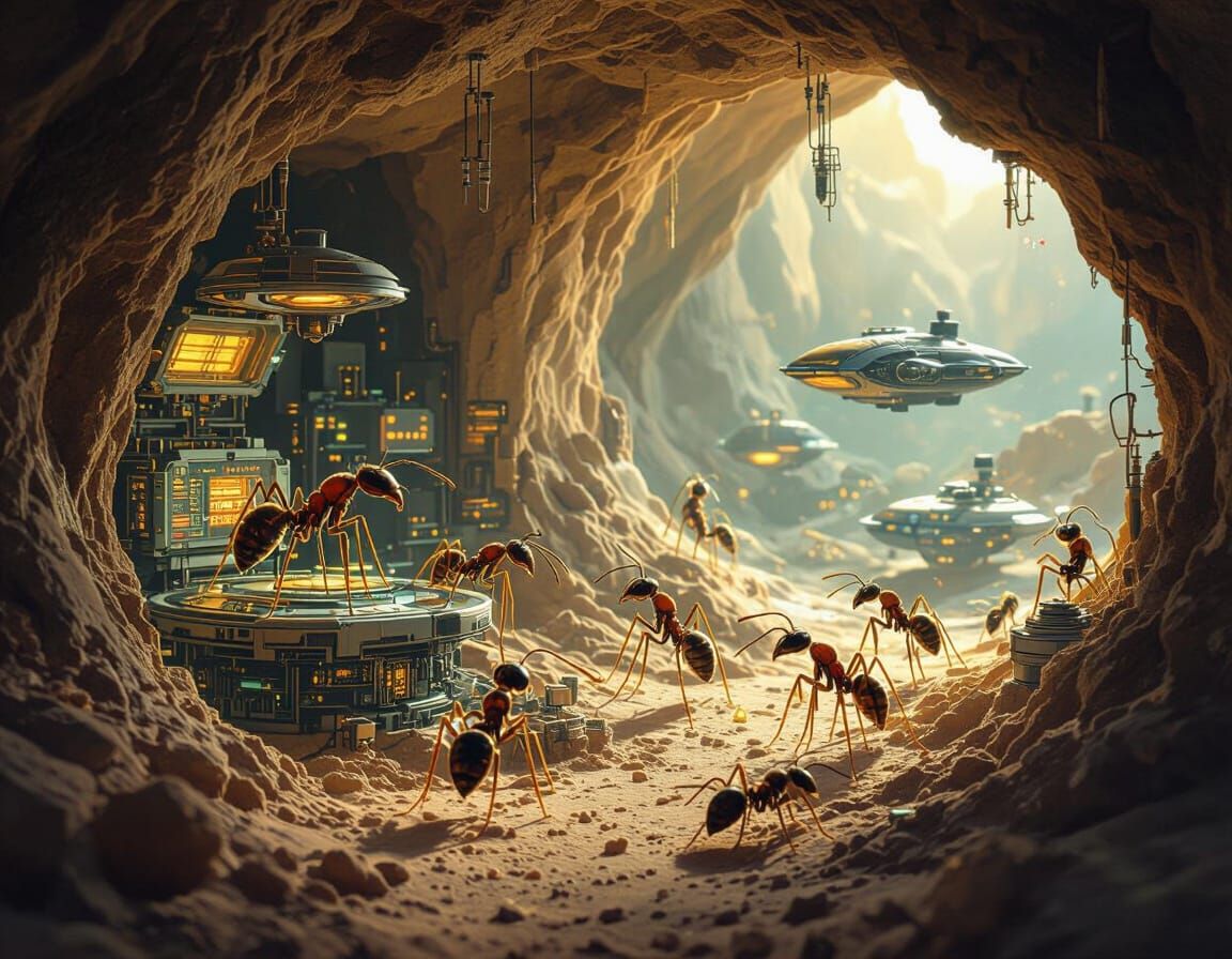 Ant-Hill Cross-Section: Advanced Insect Tech Civilization Bu...