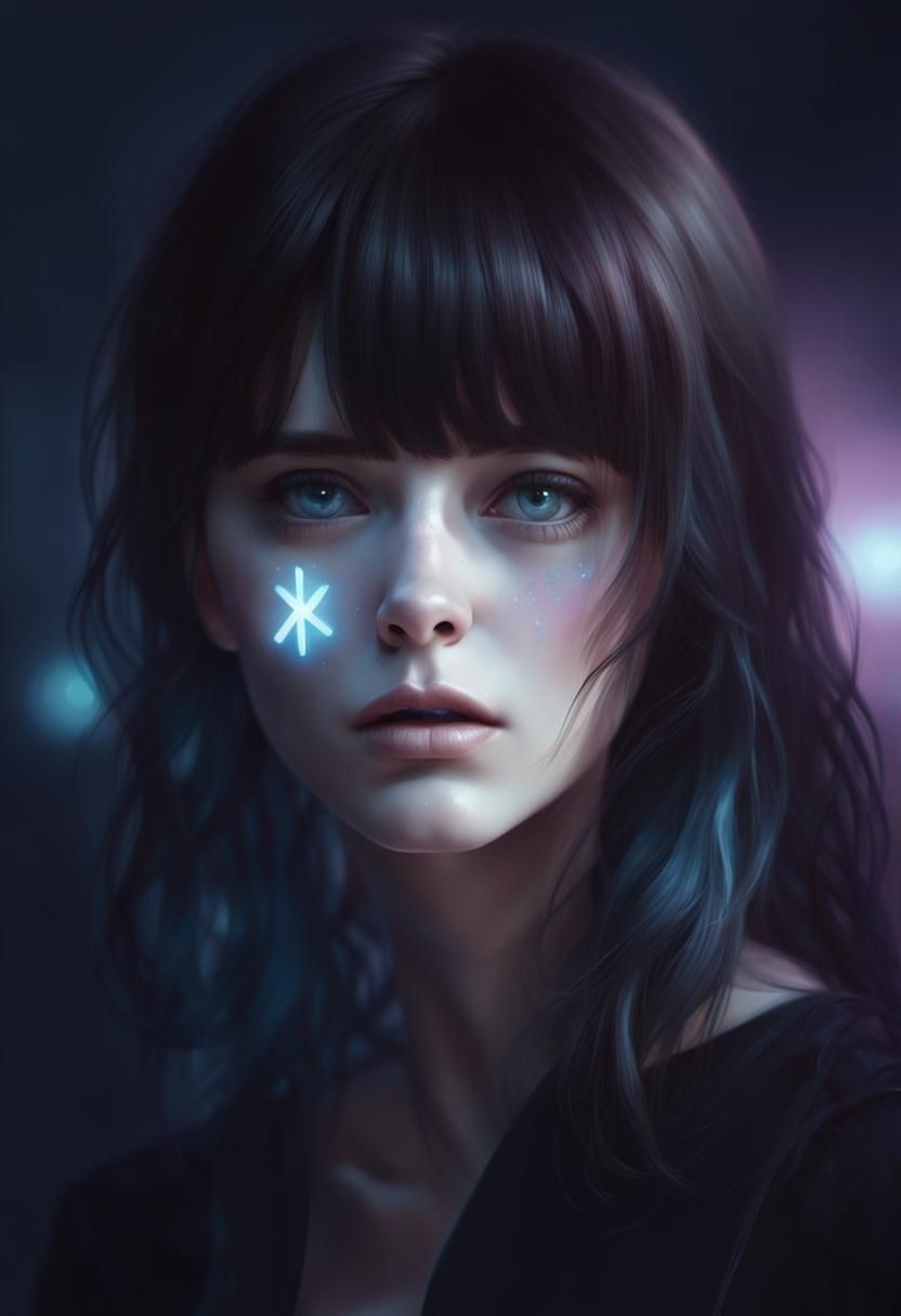 Ethereal Portrait in Soft Focus: Pale Woman Contemplates wit...