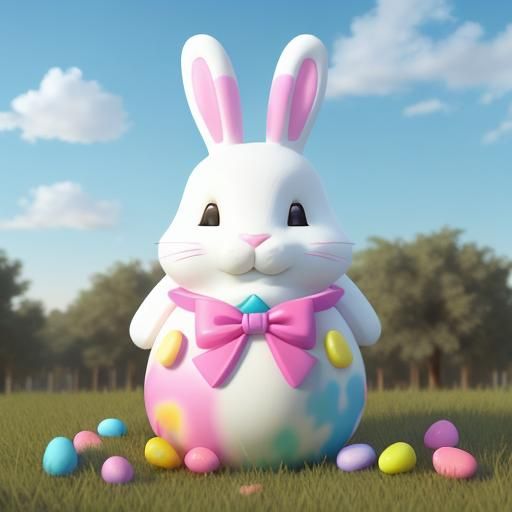 Lisa Frank Easter Bunny with Pastel Tie Dye Bow