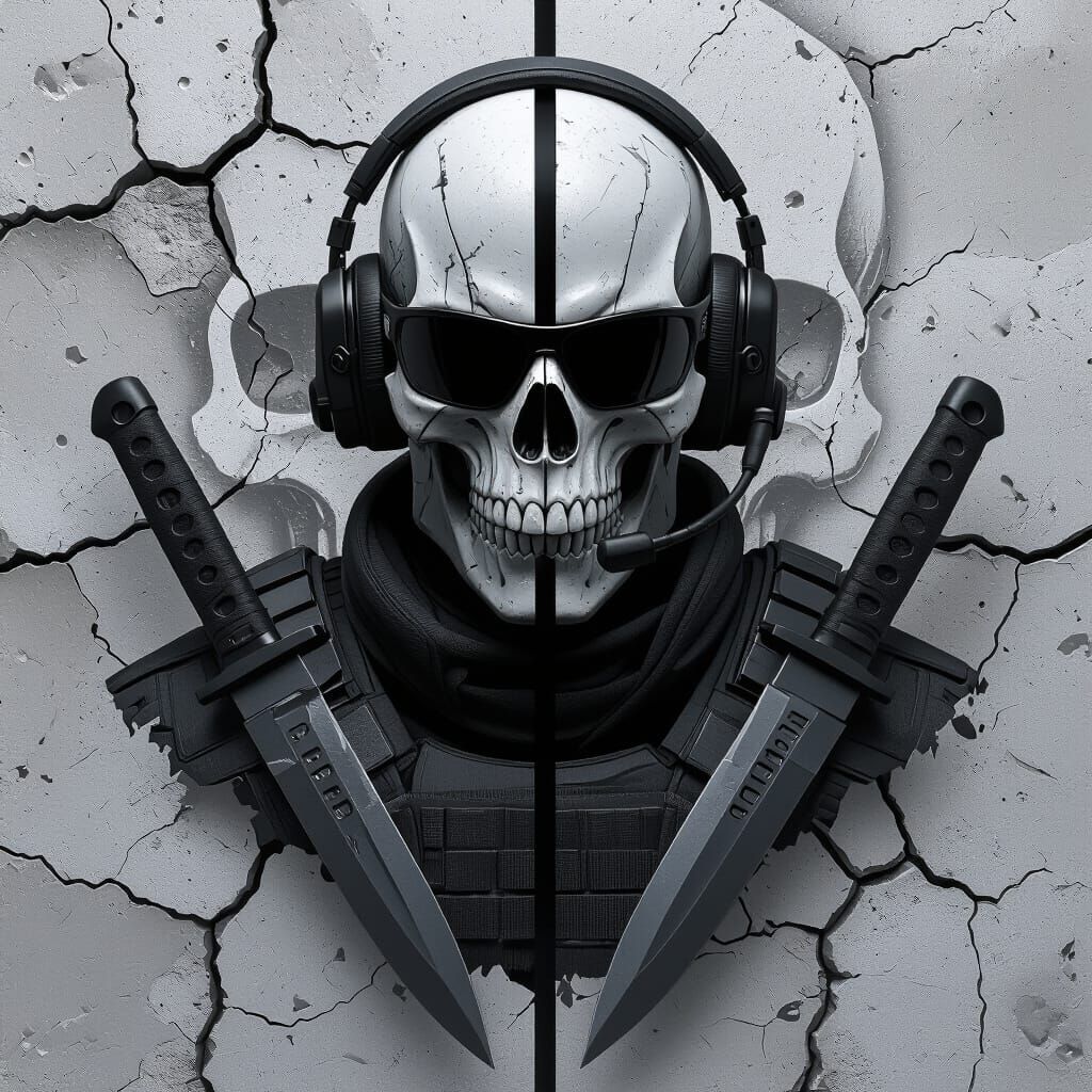 Futuristic Skull Soldier in Tactical Gear