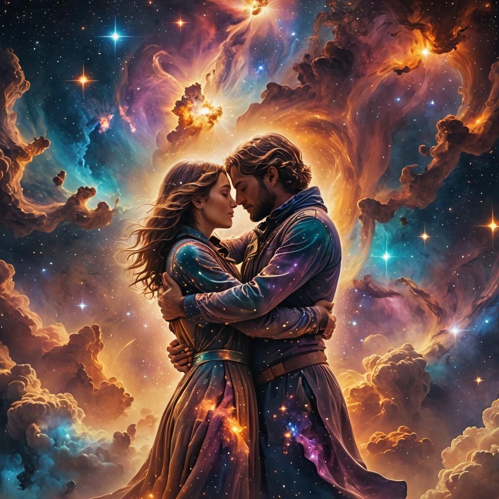 Nebula Embrace: Cosmic Love Among the Stars