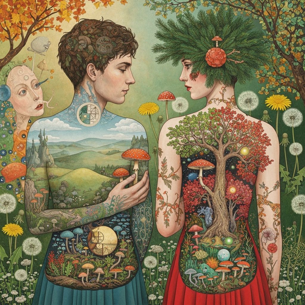 Surreal Garden Party in Cosmic Mindscape