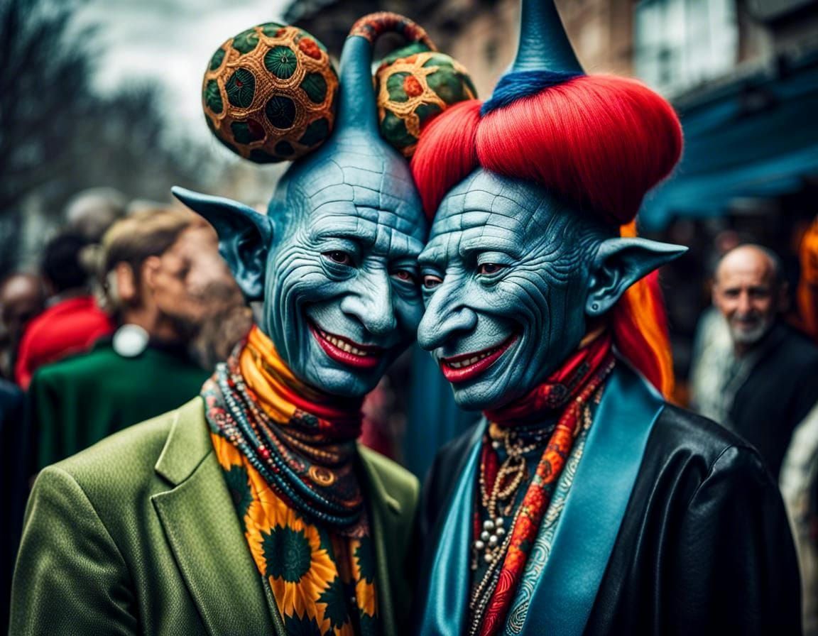 Surreal Restaurant Scene with Elegant Aliens