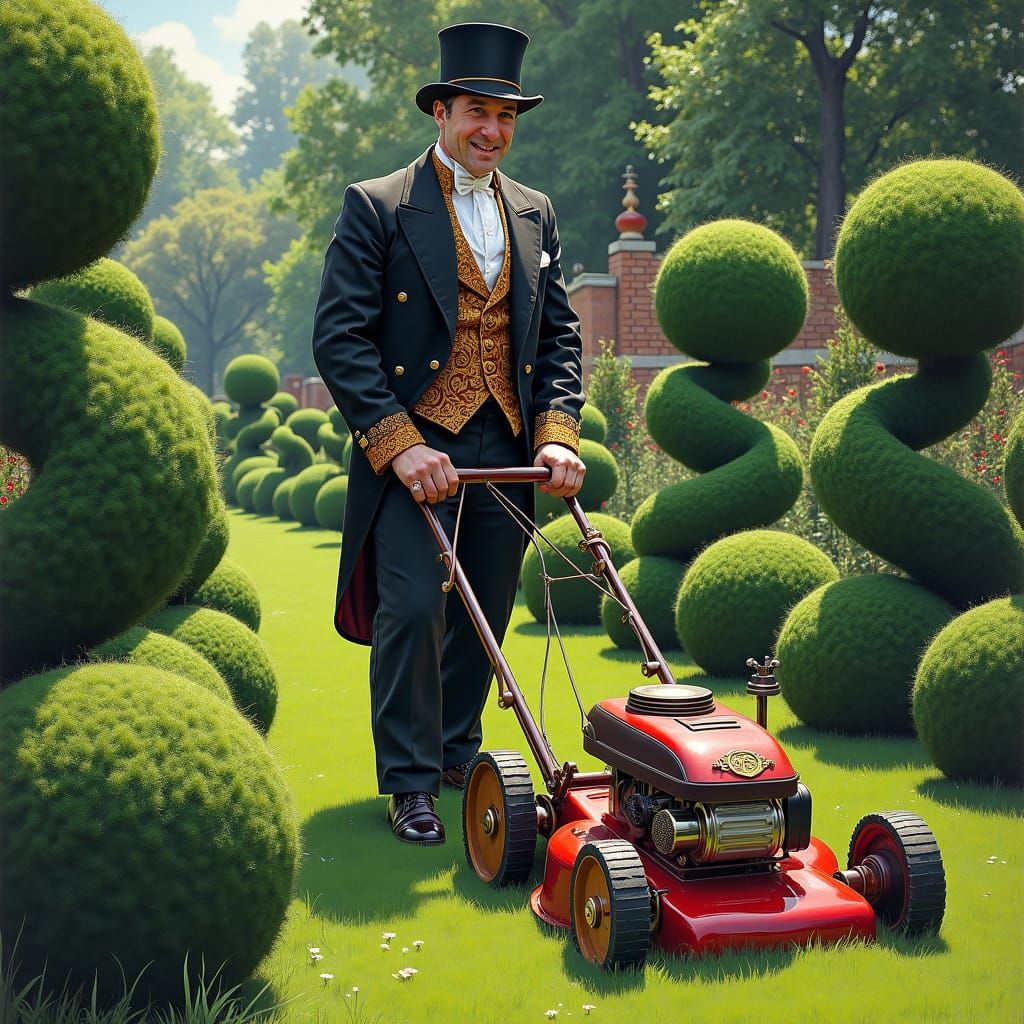 Gentleman Garden Keeper in Dreamlike Realism