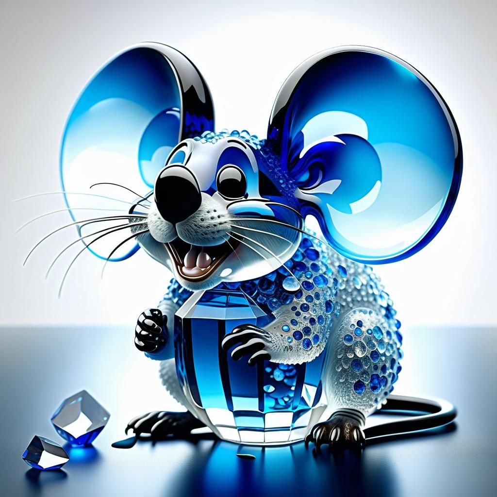 Happy Crystal Mouse: 3D Photorealistic CGI Art