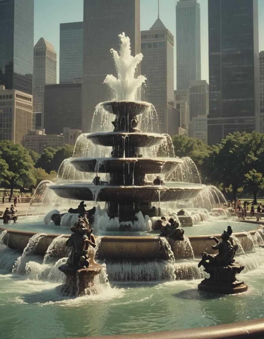 Vintage Polaroid of Buckingham Fountain, Chicago
