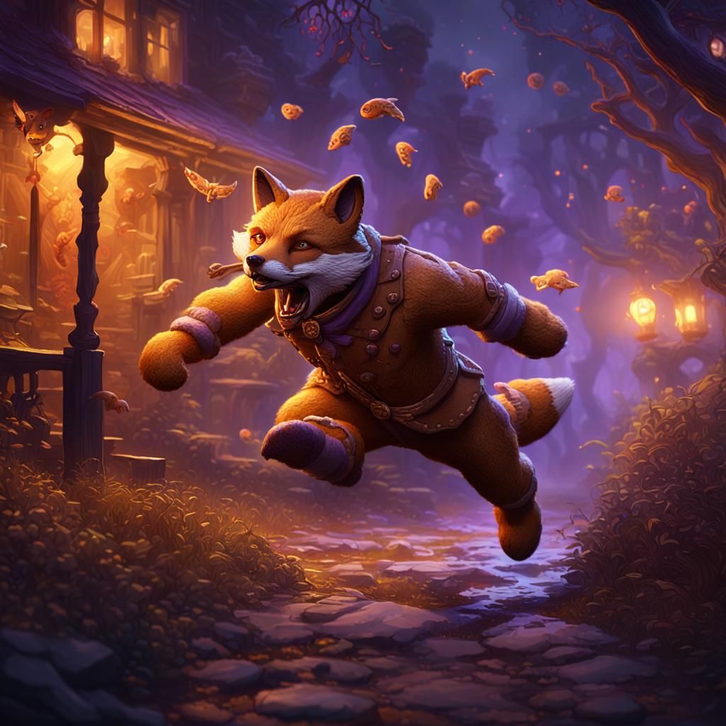Gingerbread Man and Fox: Dark Fantasy Concept Art