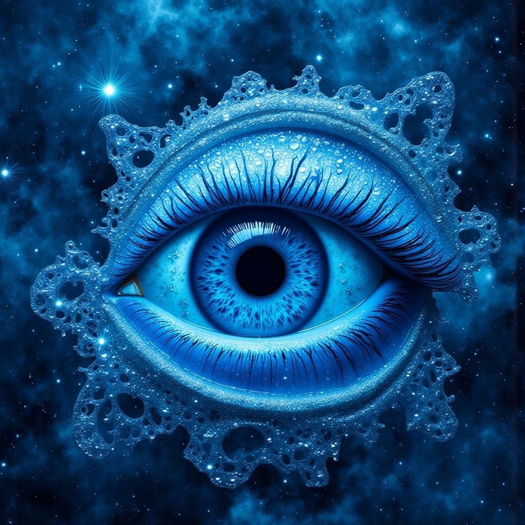 Mesmerizing Blue Evil Eye Amulet in Cosmic Vortex