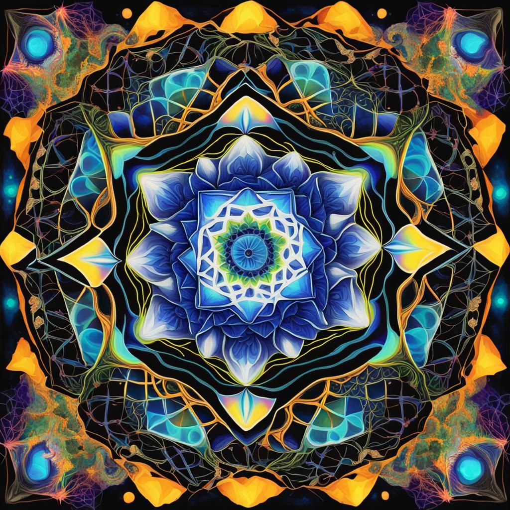 Psychedelic Neon Mandalas in Acid Art Style
