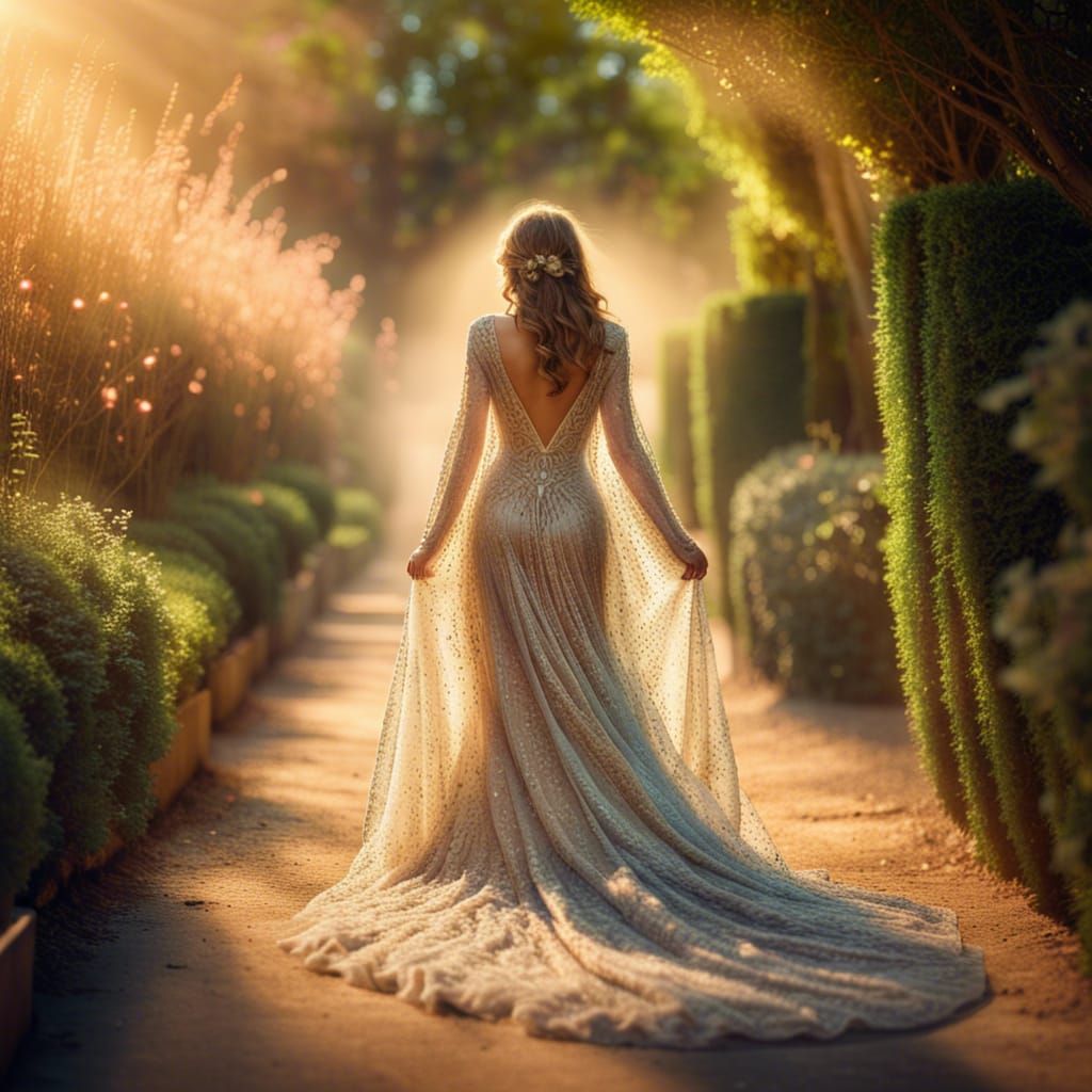 Ethereal Woman in Garden Path, Earth Art