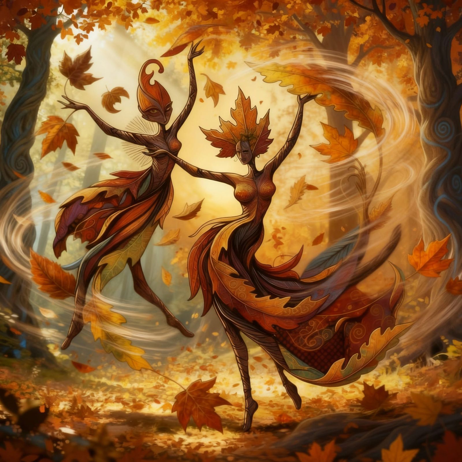 Dance of the Falling Leaves in the Wind