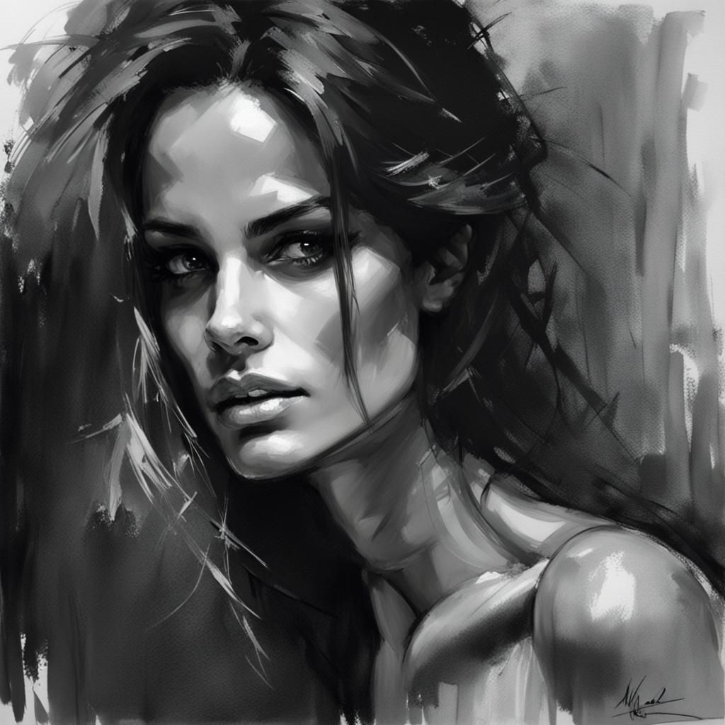 Izabel Goulart Charcoal Portrait in London
