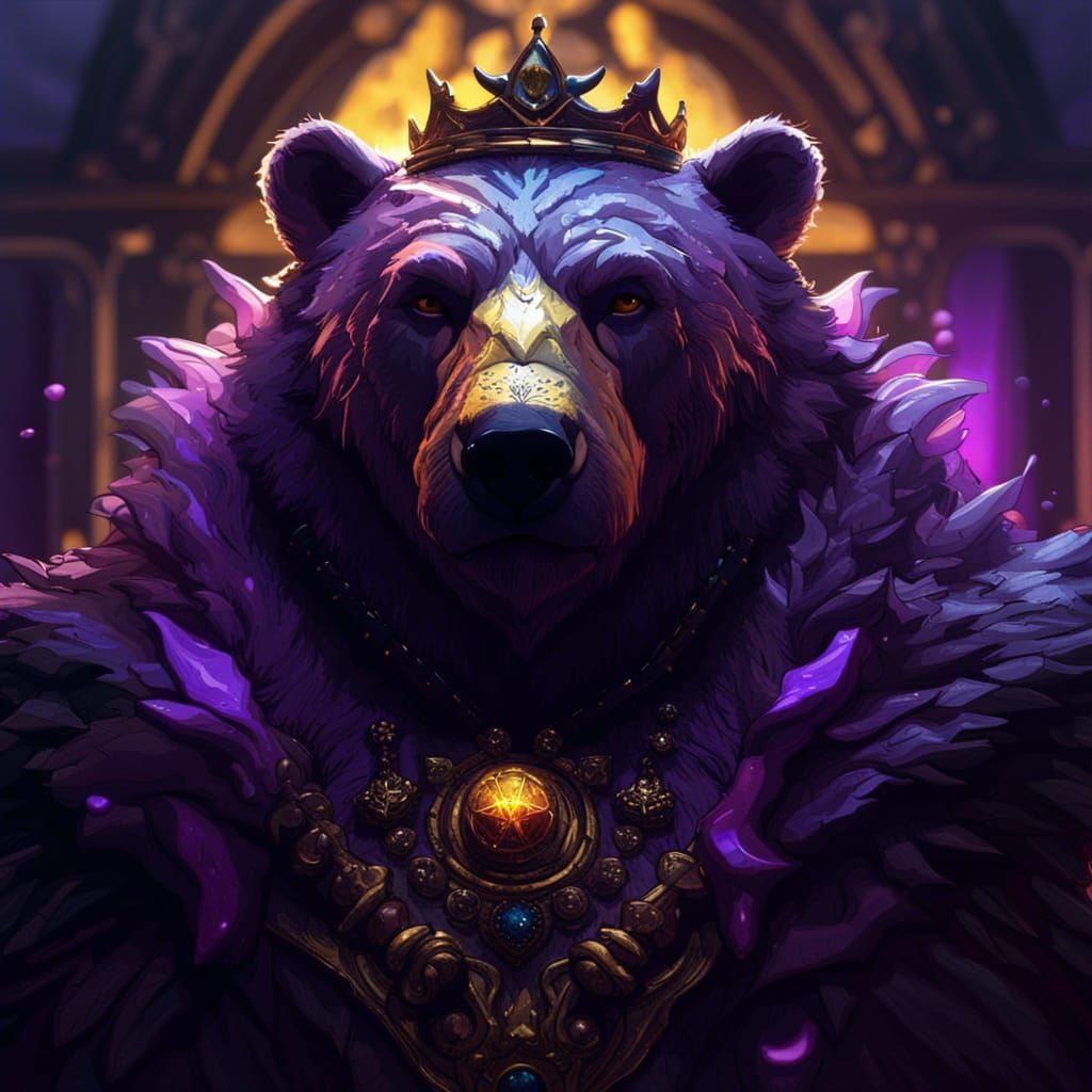 Dark Polar Bear King in Dark Fantasy Style