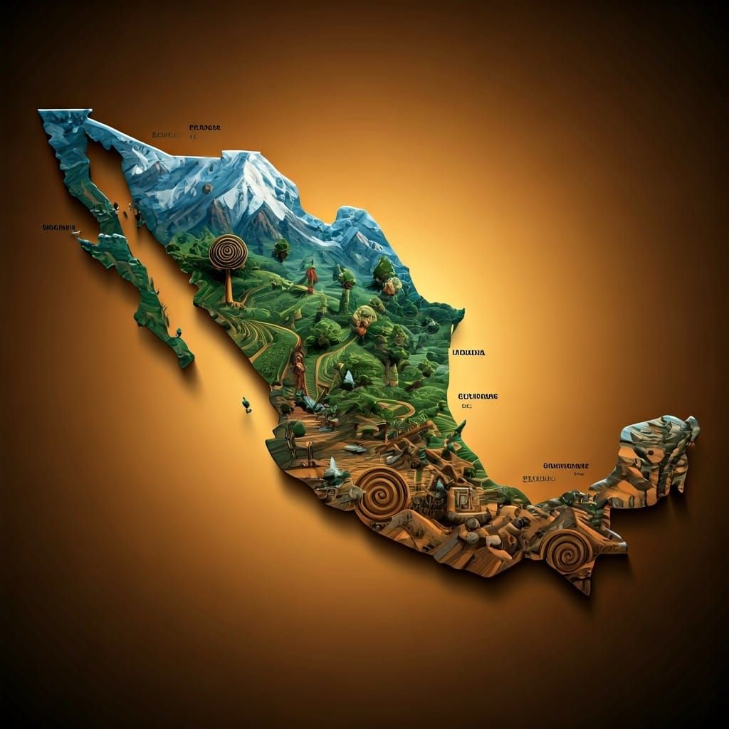 Stylized Map of Mexico's Geographical Zones