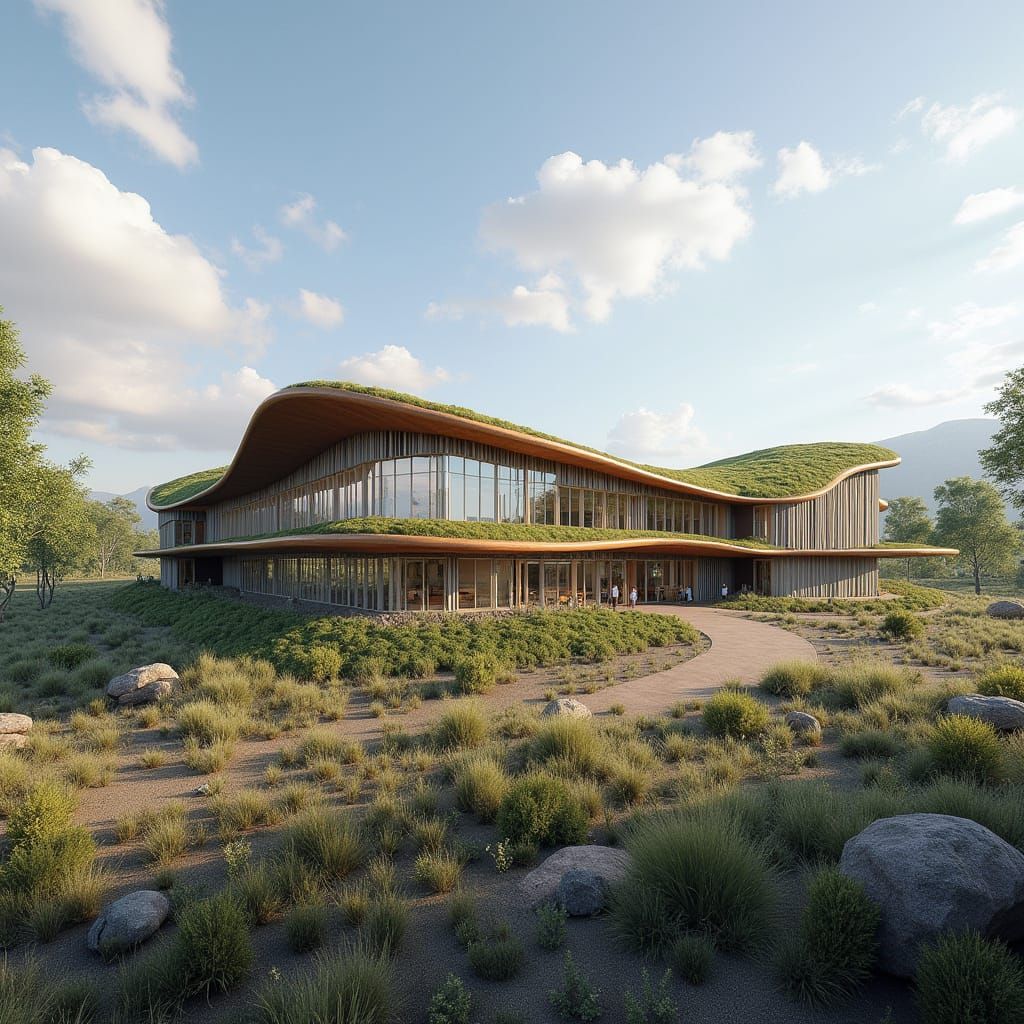 Sustainable Futuristic College Building in High Desert Ecosy...