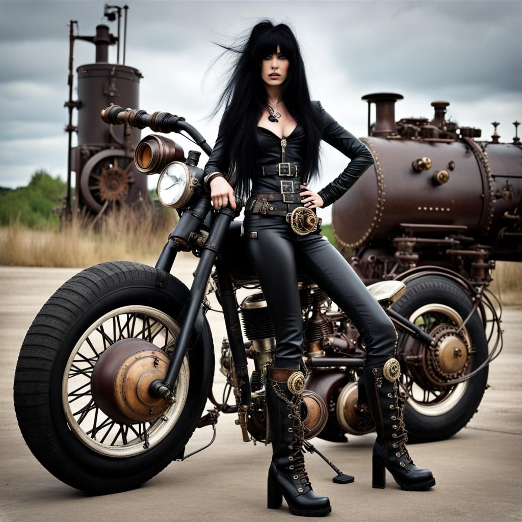 Steampunk Figure with Black Boots and Hair