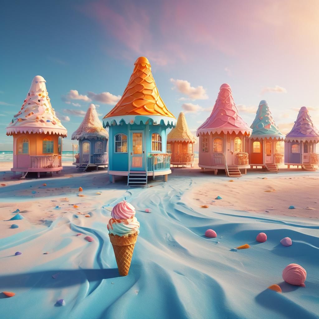 Miami Beach Deserted, Filled with Colorful Ice Cream