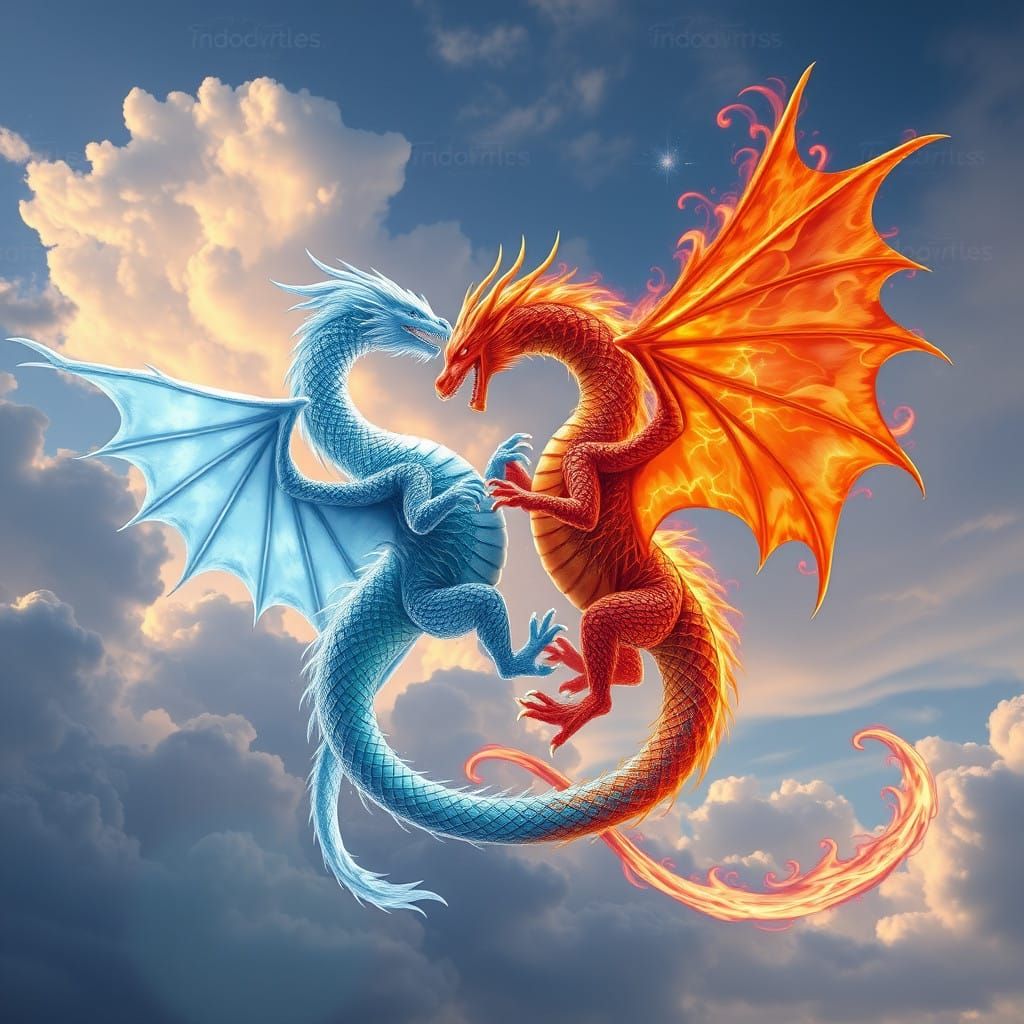 Magical Harmony of Ice and Fire Dragons