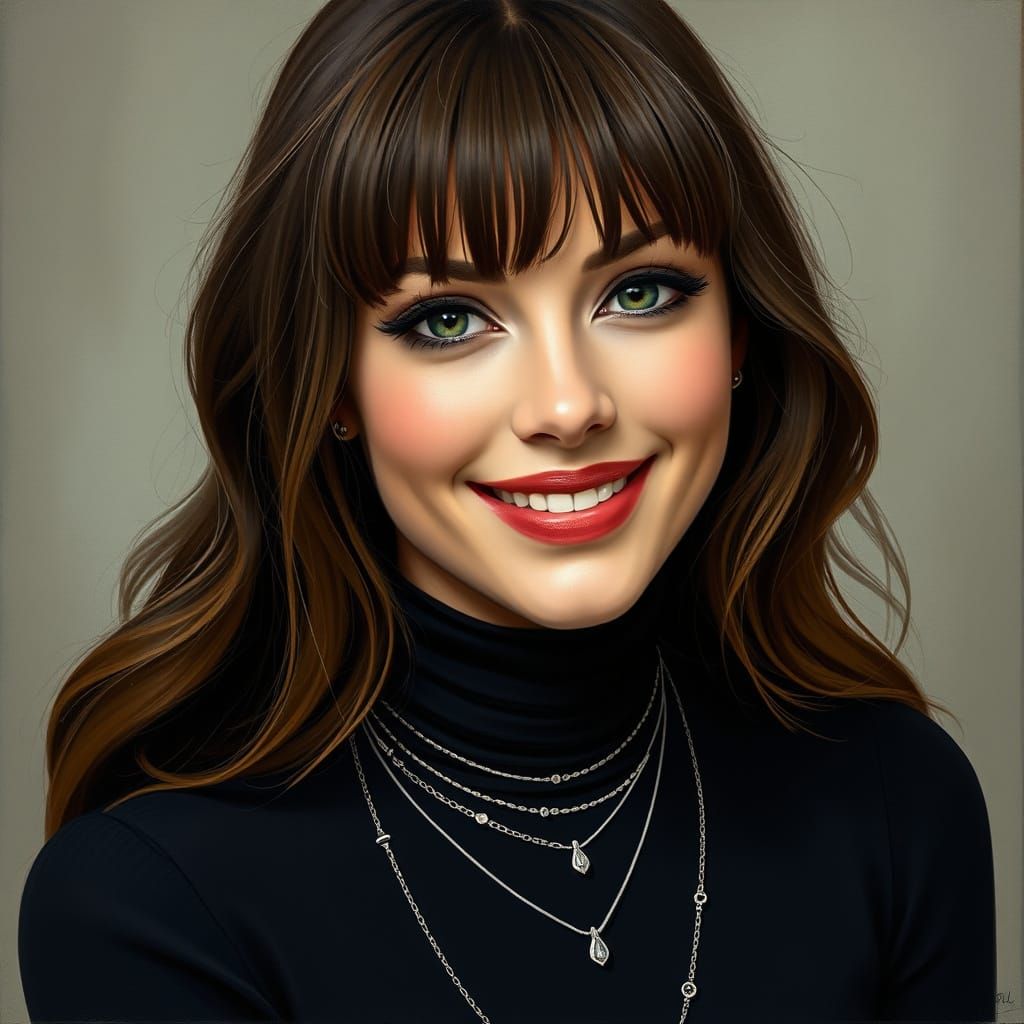 Elegant Lady in Turtleneck with Wavy Hair