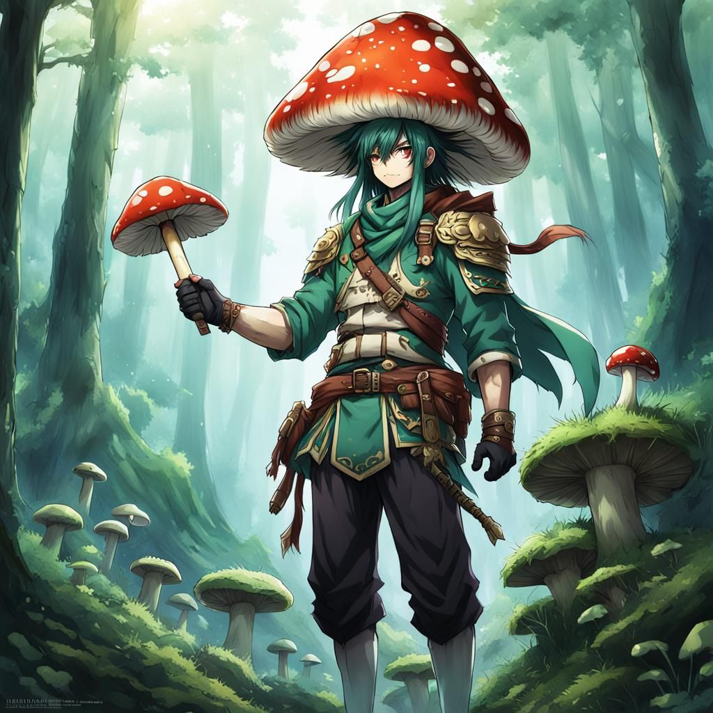 Mushroom Chieftain: Anime-Style Fantasy Art